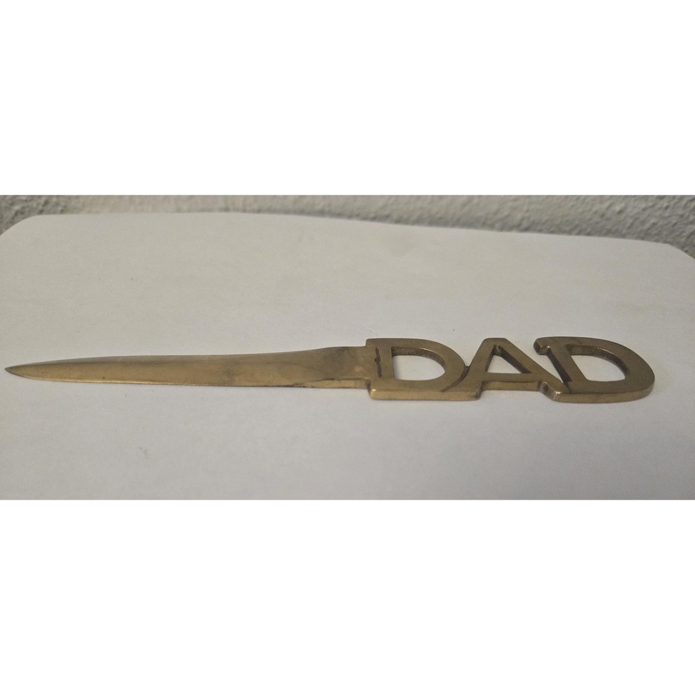 Vintage India Solid Brass "DAD" Letter Opener 7" Business Office Supplies Gift - Picture 5 of 8